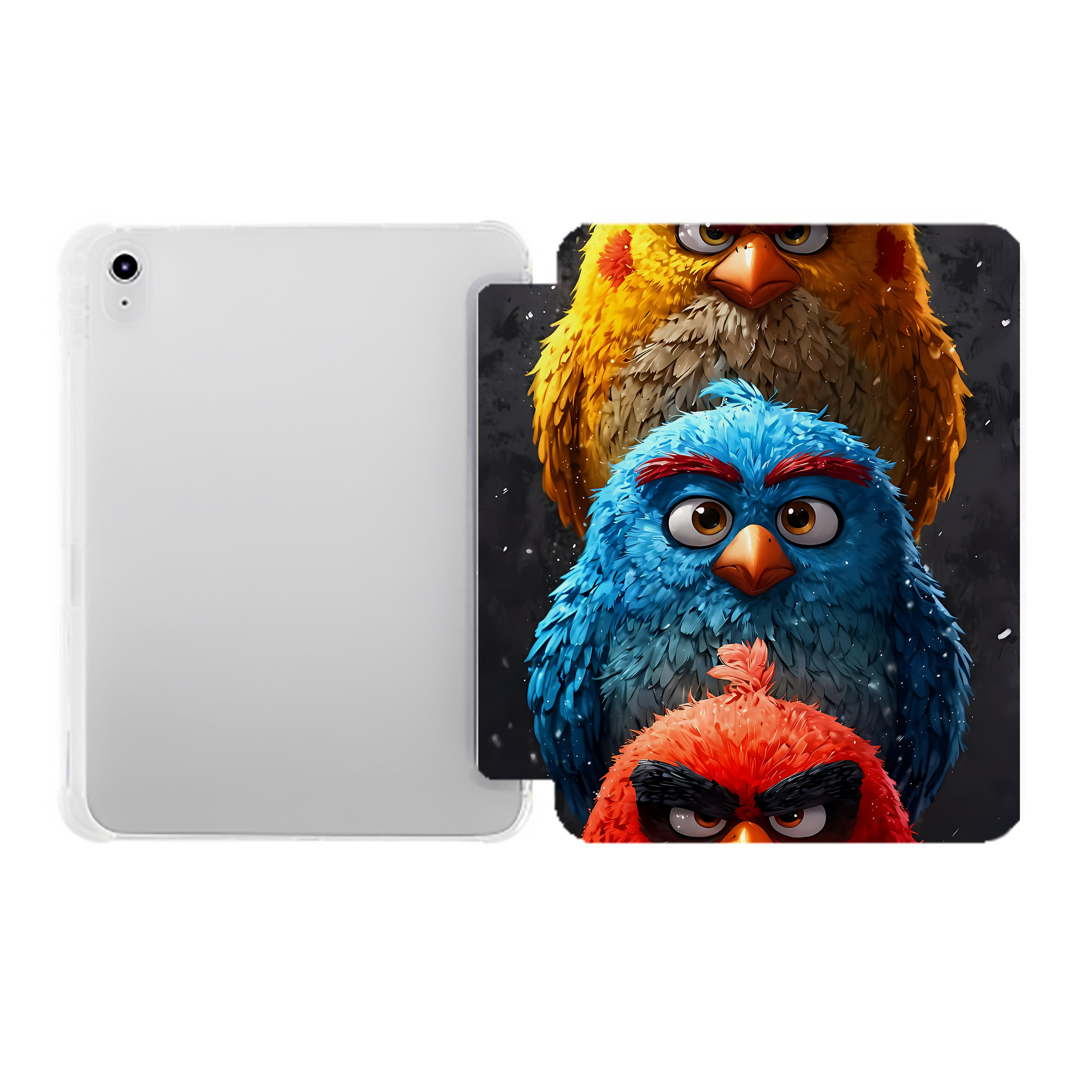 （画像用） Angry Birds アングリーバード IPad ケース ペン収納付き 三つ折りスタンド PUレザー×シリコン 対応機種9.5/10.5/10.9インチ